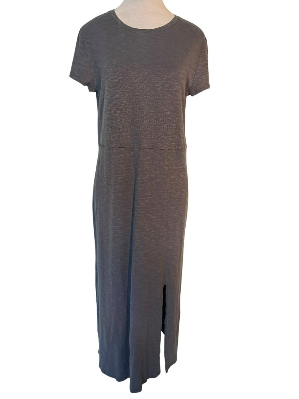 Garnet Hill Grove Knit Side Slit Short Sleeves Midi Dress Size M